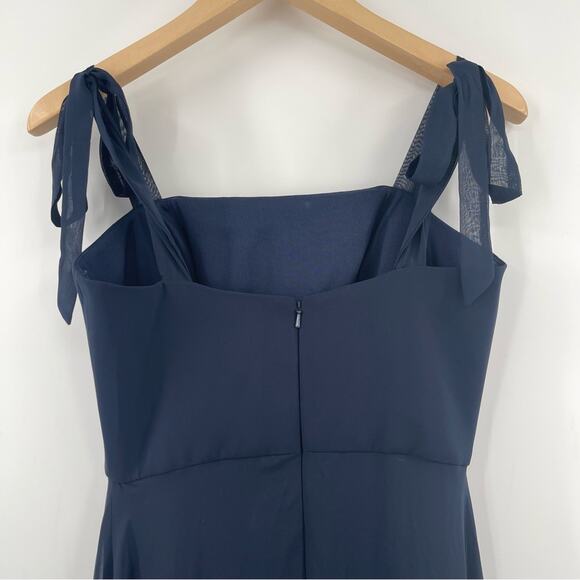 DESSY COLLECTION Dress Tie Chiffon Bridesmaid Gown Maxi Prom Navy Bridal SZ 4 - Picture 9 of 16